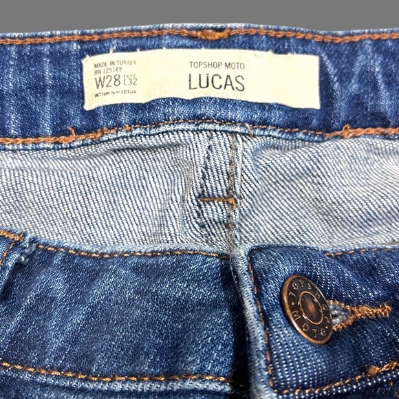 TopShop LUCAS Moto distressed jeans in medium blue wash. Size 28x30 👖 - Picture 4 of 9
